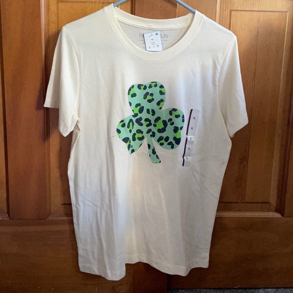 Brand New White Cheetah Print Clover T-Shirt